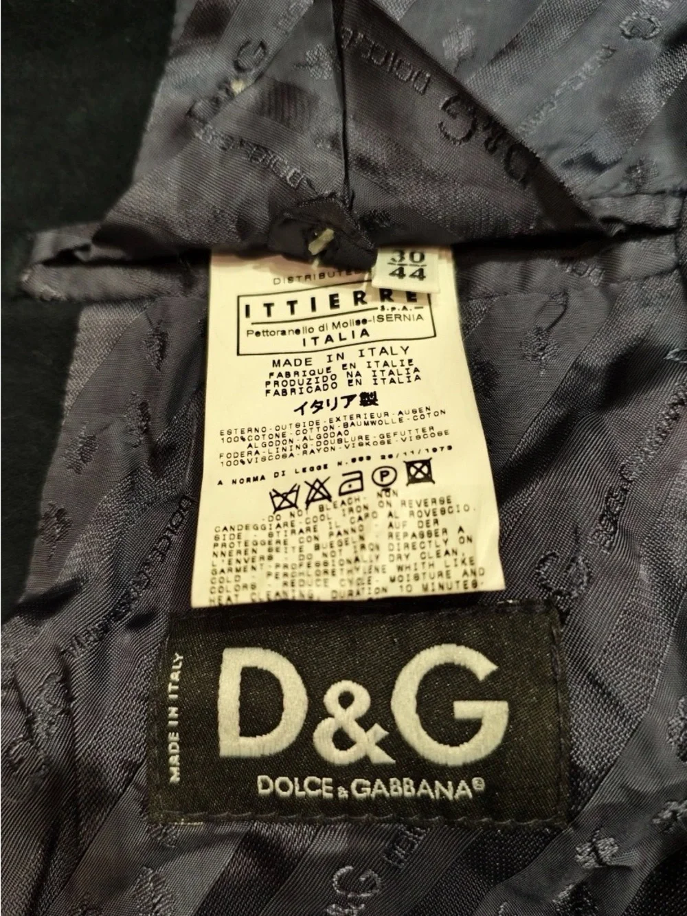Dolce & Gabbana Navy Suede Military Jacket with White Piping
